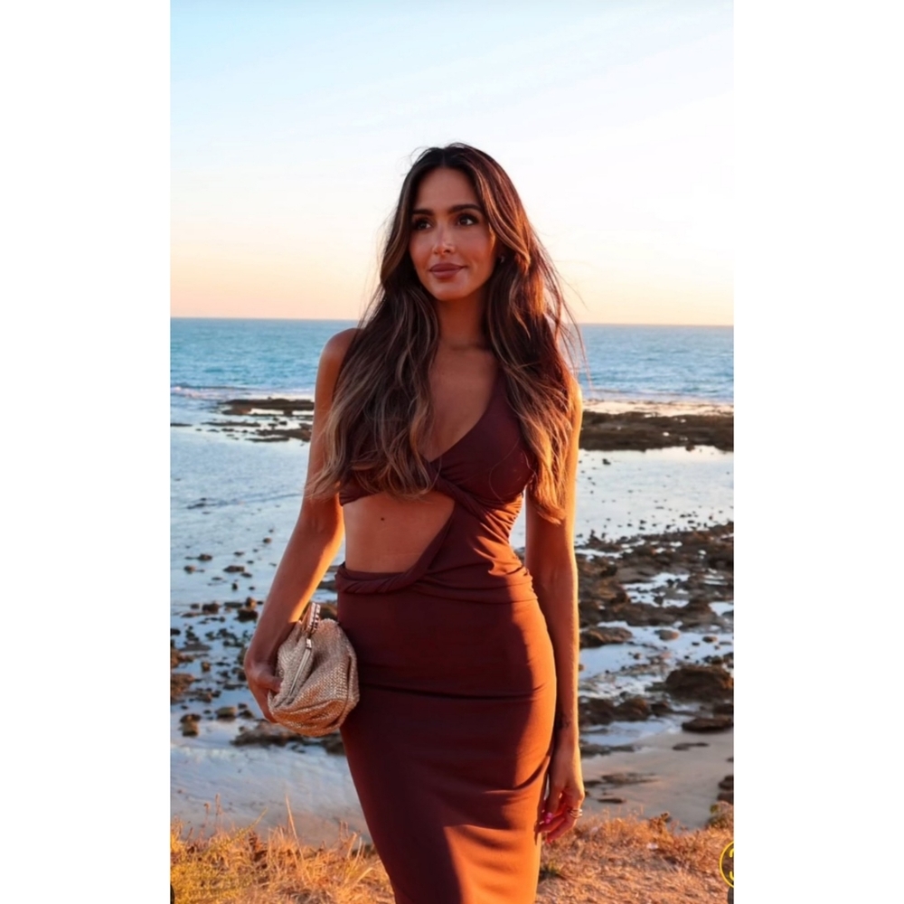 Zara Cut Out Dress Brown - Picture 9 of 14